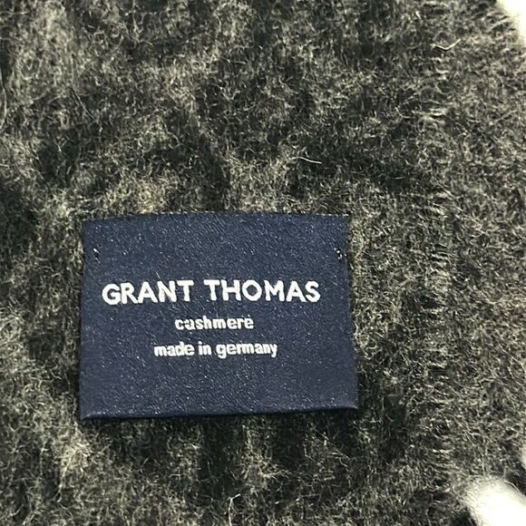 Grant Thomas Cashmere Scarf Gray Paisley Print Fringes made in Germany Unisex - Picture 9 of 10